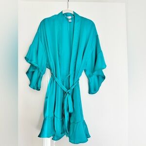 Victoria's Secret Turquoise Satin Robe